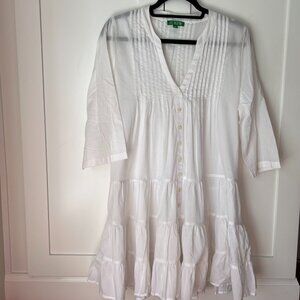 J Crew Button-Front Tiered Cover-up Dress in Cotton Voile